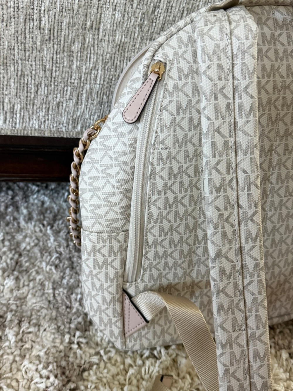 Michael Kors Cream & Blush Signature Stripe Mini Backpack - Picture 4 of 7